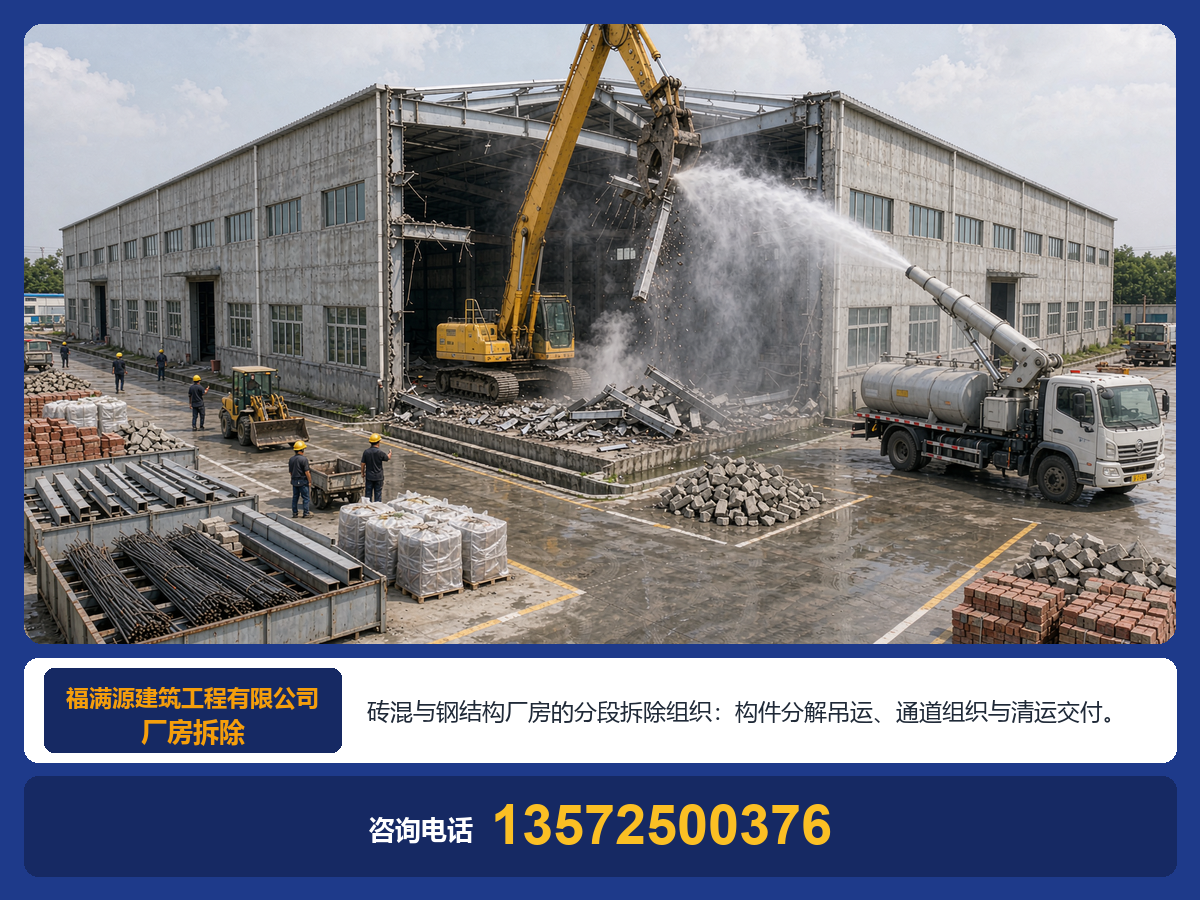 厂房拆除案例：钢结构与砖混厂房的分段拆除组织